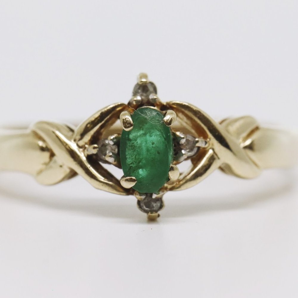 Emerald & Diamond 10k Ring